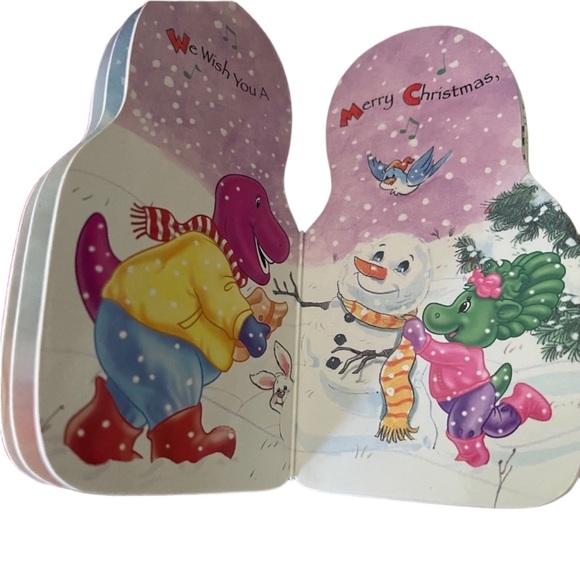 Vintage 1999 Barney as Santa Claus with We Wish You A Merry Christmas Board Book - Picture 8 of 13